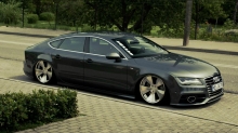 Заниженный темно-серый Audi A7 на эксклюзивных дисках